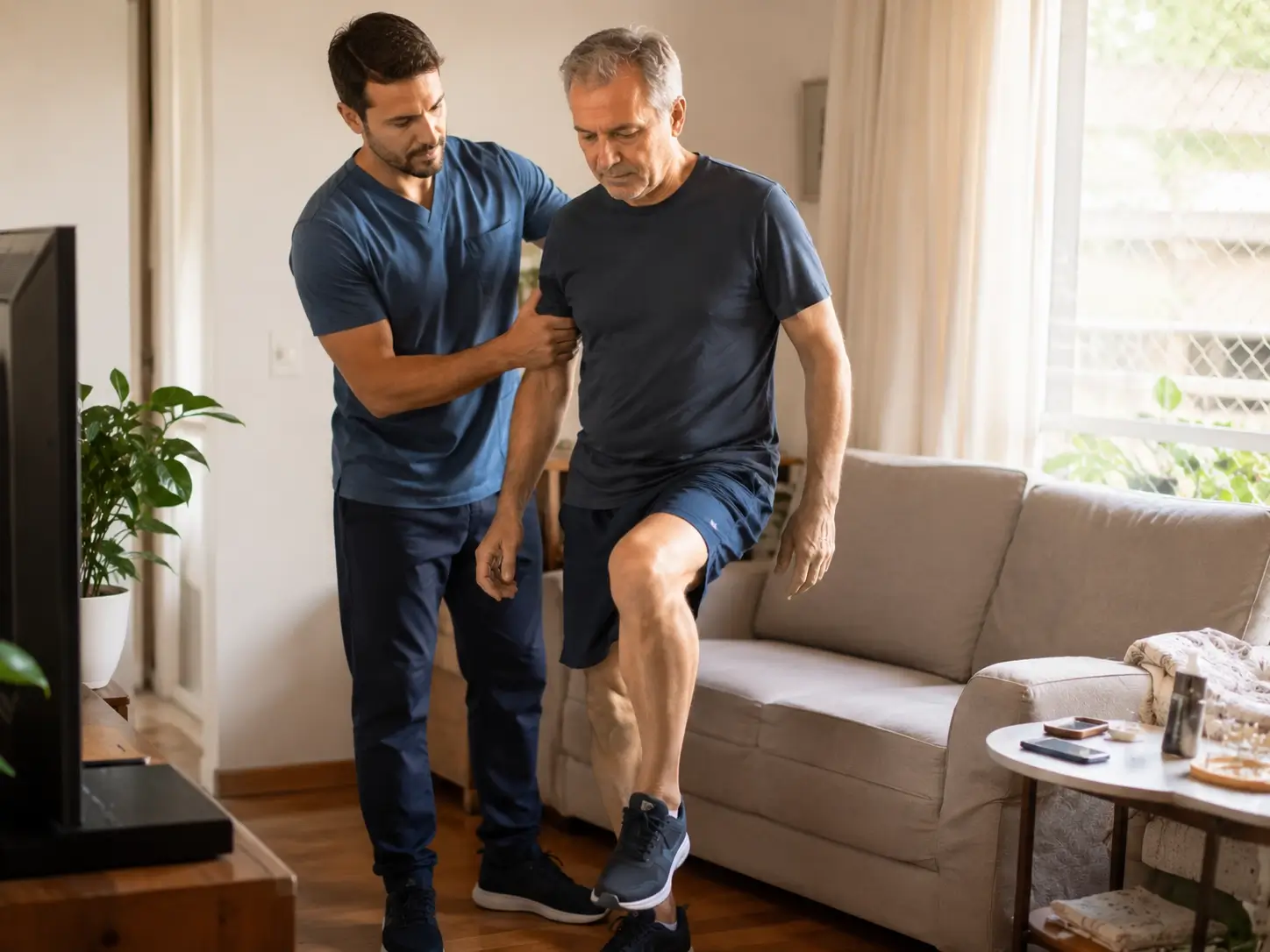Fisioterapia domiciliar VIVARAH CARE: fisioterapeuta auxiliando paciente em home care no Rio de Janeiro
